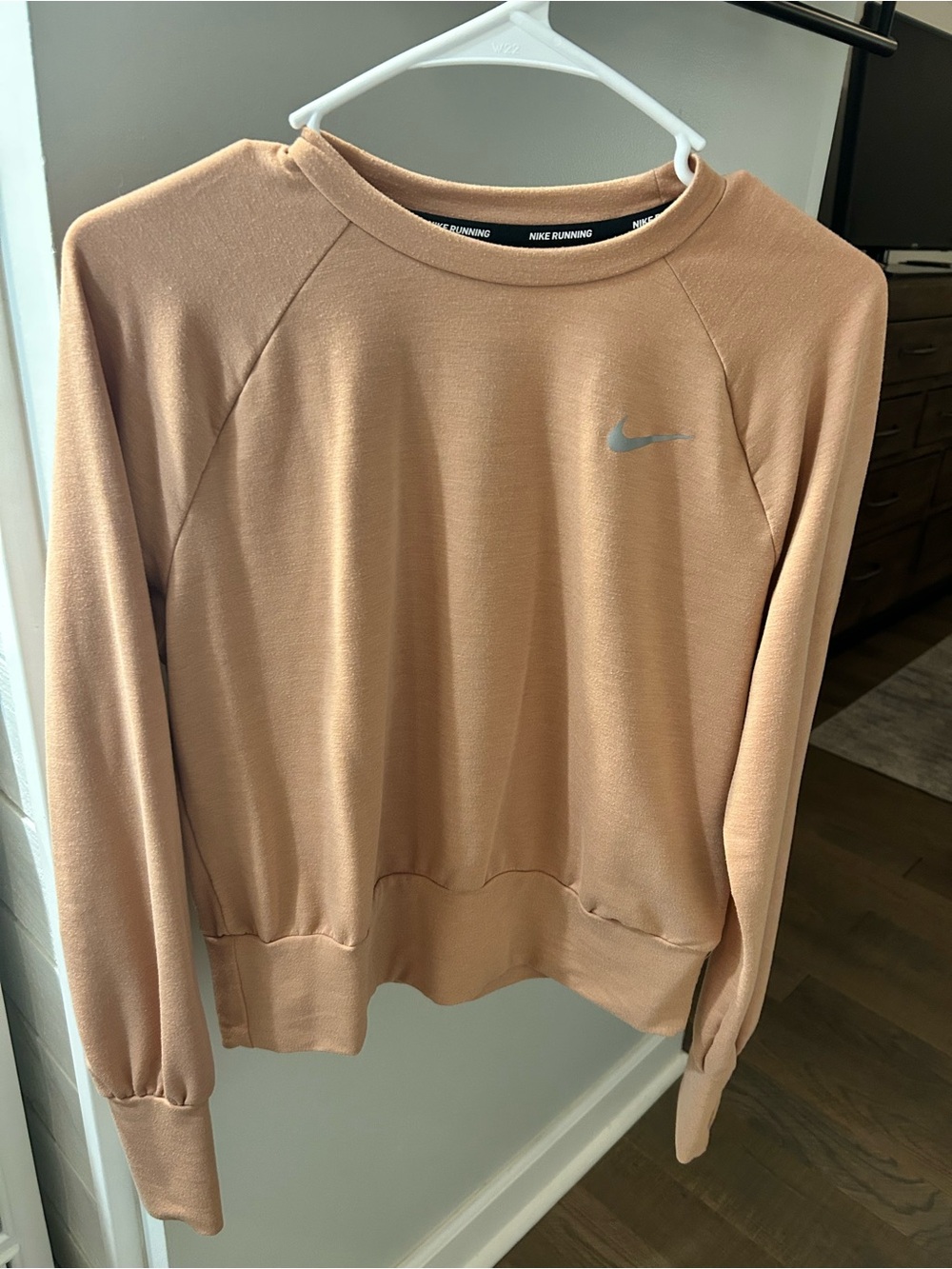 Nike Women’s Pullover Sweatshirt in Light Tan with Silver Swoosh